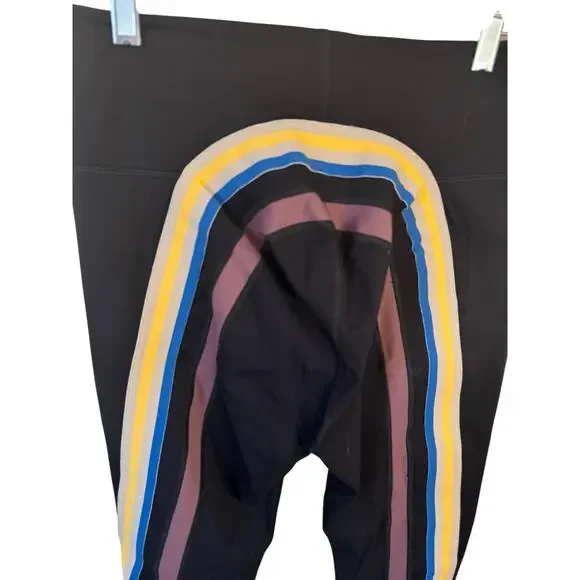 FP MOVEMENT NWOT Run Racer Rainbow Striped Black Leggings Size Large High Rise - Picture 7 of 12